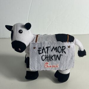 Chick Fil A Eat Mor Chikin Promo Ad Sign Cow Plush 4” Perfect Stocking Stuffer
